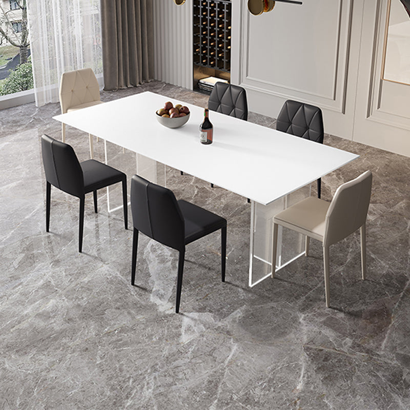 Modern Sintered Stone Top Dining Table Rectangle Table with Plastic Base