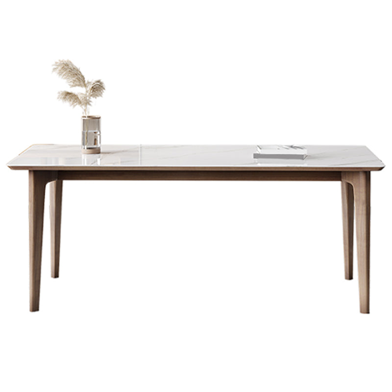Rectangular Table Medieval Modern Sintered Stone Top Dining Table with Wooden Base
