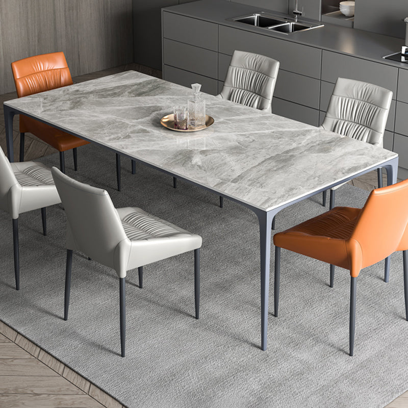 Modern Sintered Stone Dining Table Rectangle Table with Metal Base for Home