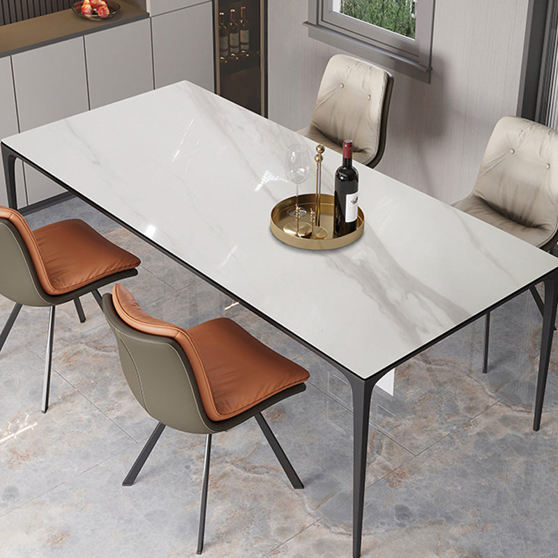 Modern Sintered Stone Dining Table Rectangle Table with Metal Base for Home