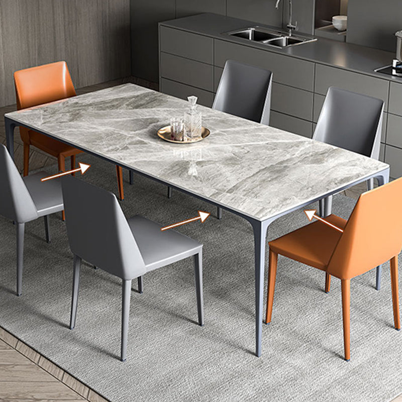 Modern Sintered Stone Dining Table Rectangle Table with Metal Base for Home