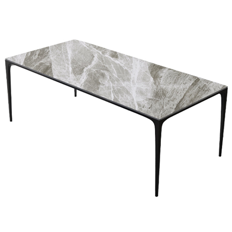 Modern Sintered Stone Dining Table Rectangle Table with Metal Base for Home