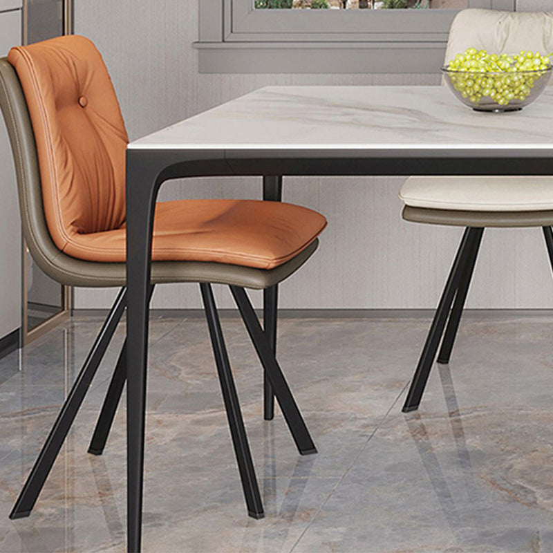 Modern Sintered Stone Dining Table Rectangle Table with Metal Base for Home