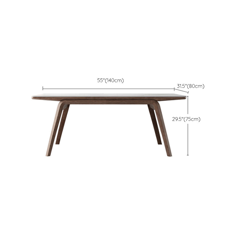 Rectangle Table Medieval Modern Sintered Stone Top Dining Table with Wooden Base