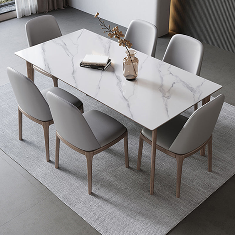 Rectangle Table Medieval Modern Sintered Stone Dining Table with Wooden Base