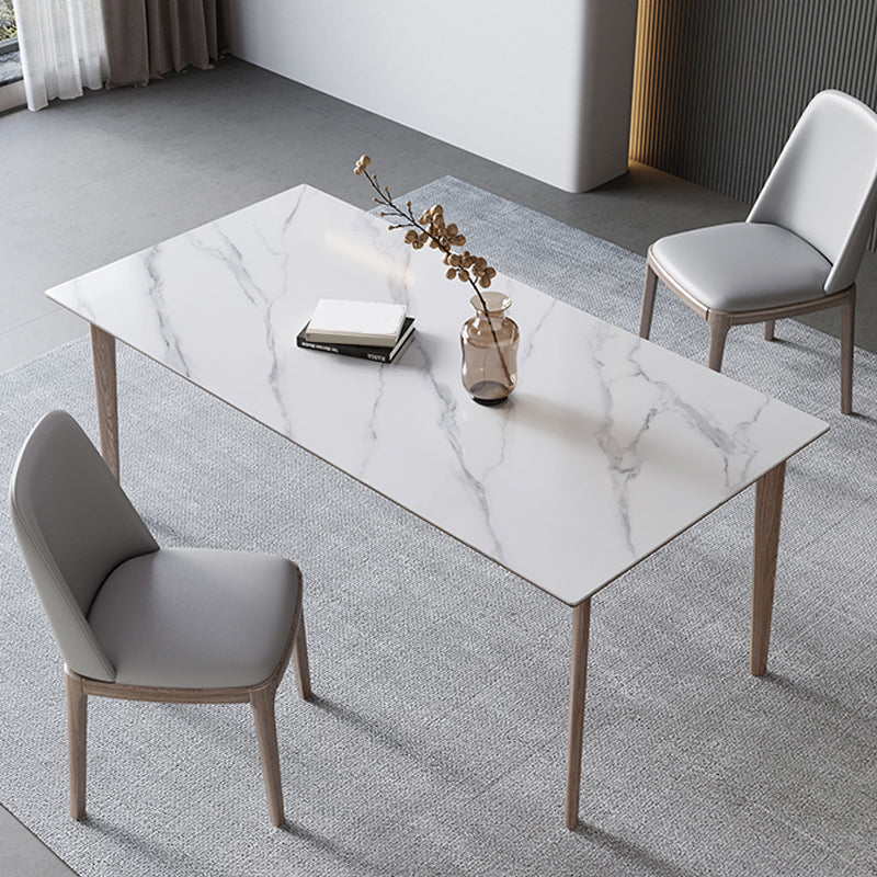 Rectangle Table Medieval Modern Sintered Stone Dining Table with Wooden Base
