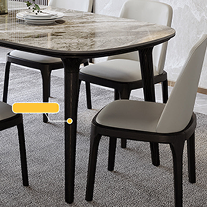 Industrial Sintered Stone Top Dining Table Rectangle Dinette Table with Wooden Base
