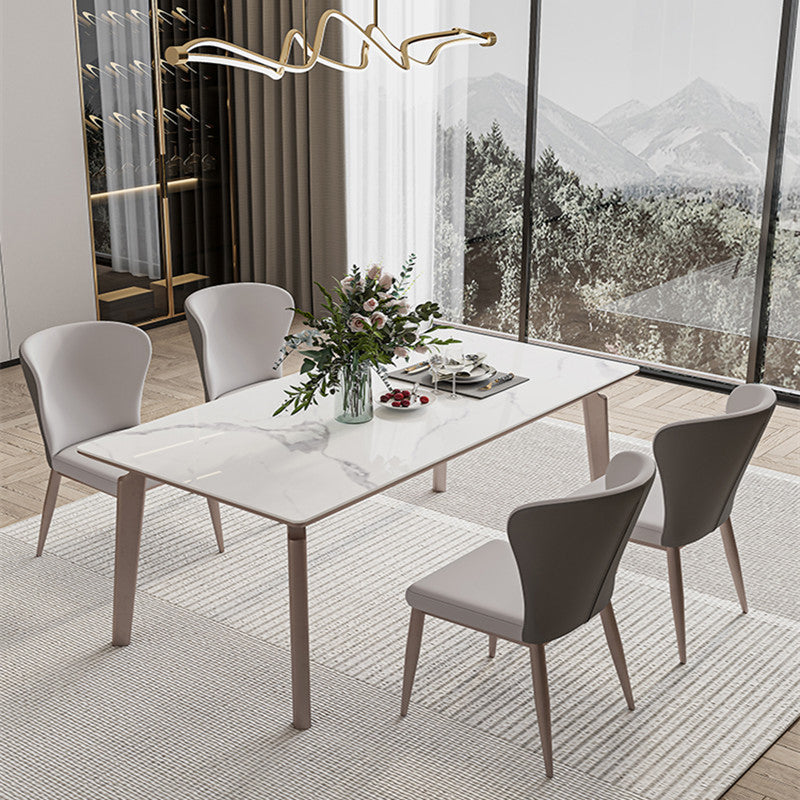 Modern Sintered Stone Top Table Rectangle Table with Metal Base