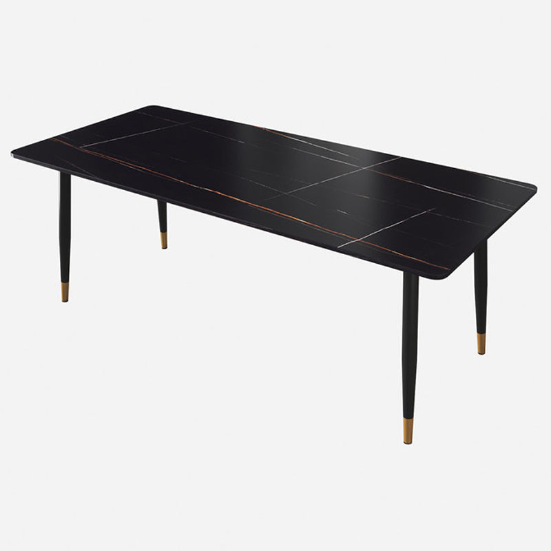 Modern Dining Rectangle Table Sintered Stone Table with Metal Legs for Home