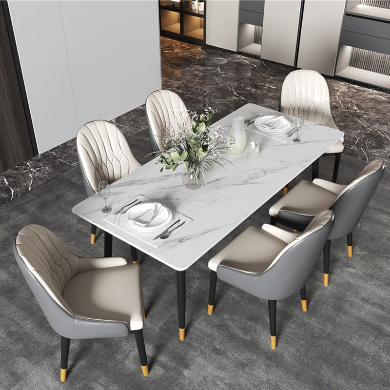 Modern Dining Rectangle Table Sintered Stone Table with Metal Legs for Home