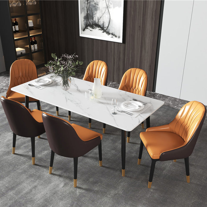 Modern Dining Rectangle Table Sintered Stone Table with Metal Legs for Home