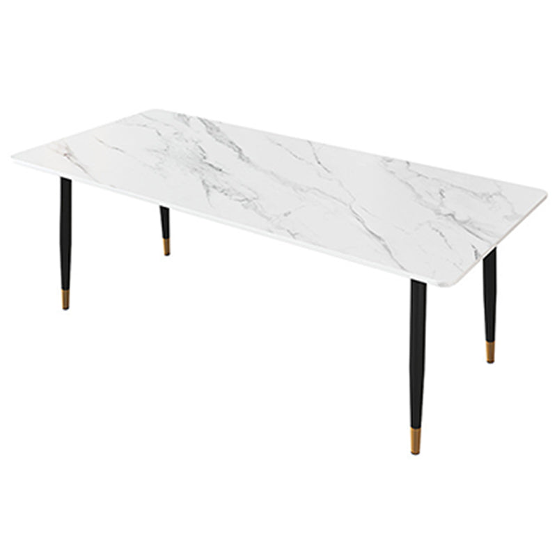 Modern Dining Rectangle Table Sintered Stone Table with Metal Legs for Home