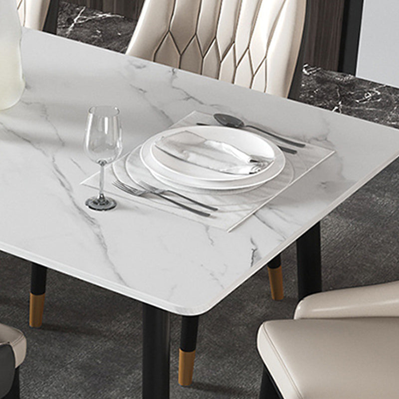 Modern Dining Rectangle Table Sintered Stone Table with Metal Legs for Home