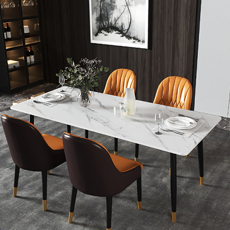 Modern Dining Rectangle Table Sintered Stone Table with Metal Legs for Home