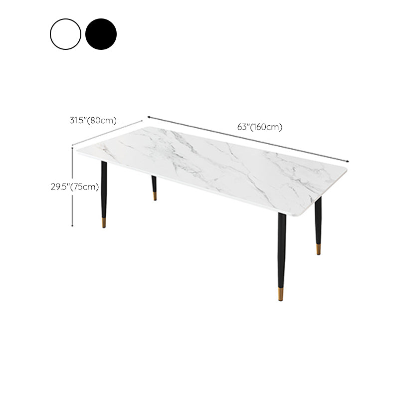 Modern Dining Rectangle Table Sintered Stone Table with Metal Legs for Home