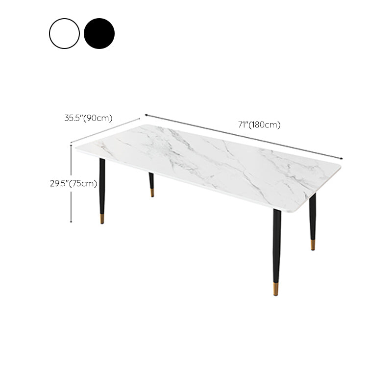 Modern Dining Rectangle Table Sintered Stone Table with Metal Legs for Home