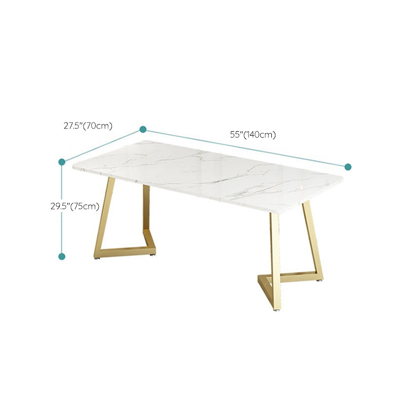 Glam Style Table Faux Marble Rectangle Table with Metal Legs for Home Use