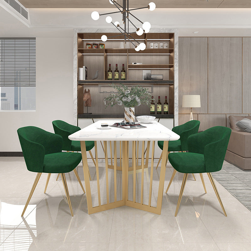 Glam Faux Marble Table Rectangle Table with Metal Legs for Home Use