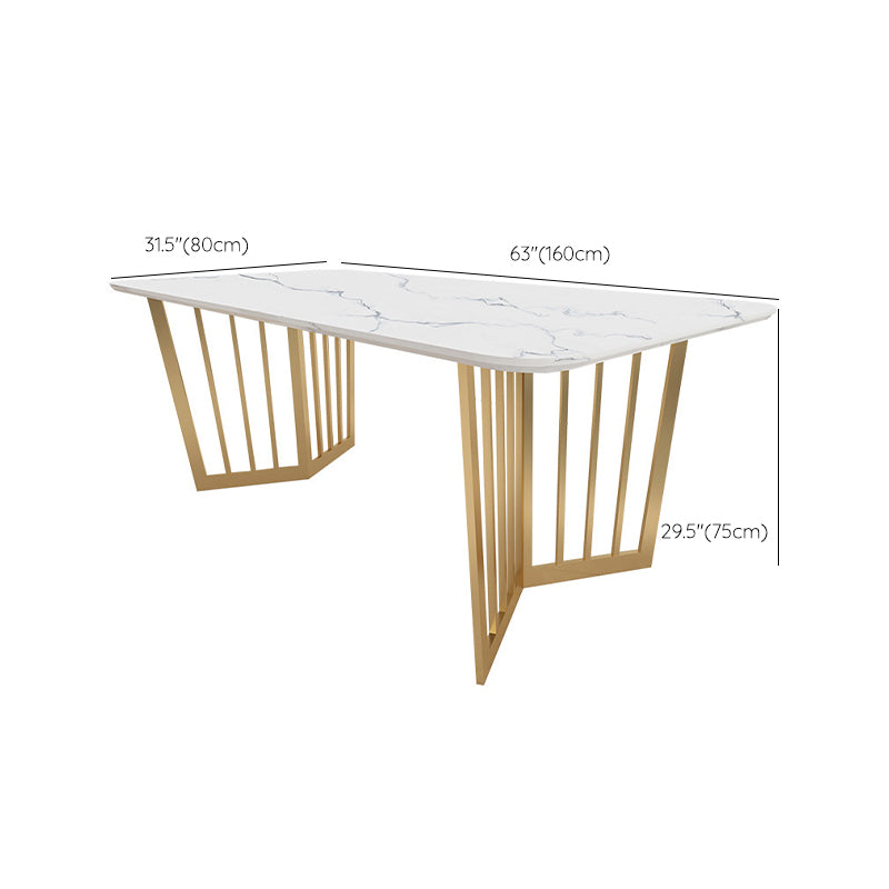 Glam Faux Marble Table Rectangle Table with Metal Legs for Home Use