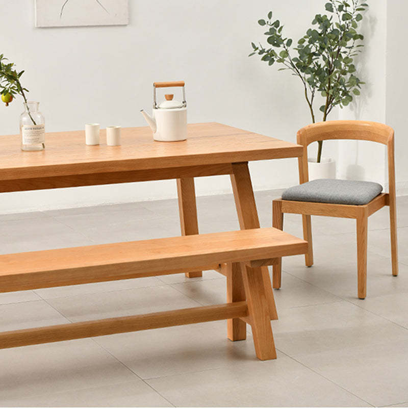 Rectangle Trestle Base Dining Table Medieval Modern Style Pine Wood Table for Kitchen