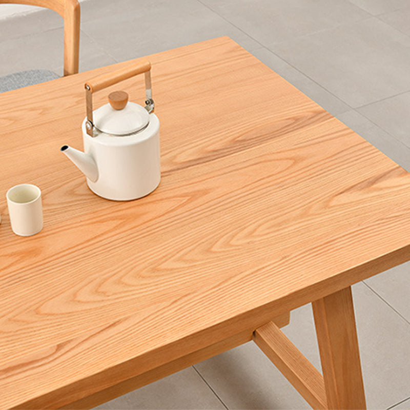 Rectangle Trestle Base Dining Table Medieval Modern Style Pine Wood Table for Kitchen