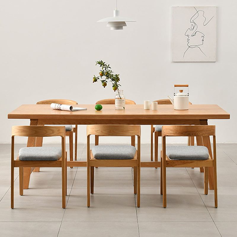 Rectangle Trestle Base Dining Table Medieval Modern Style Pine Wood Table for Kitchen