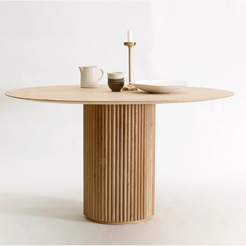 Round Pedestal Base Dining Table Modern Wood Table for Dining Room