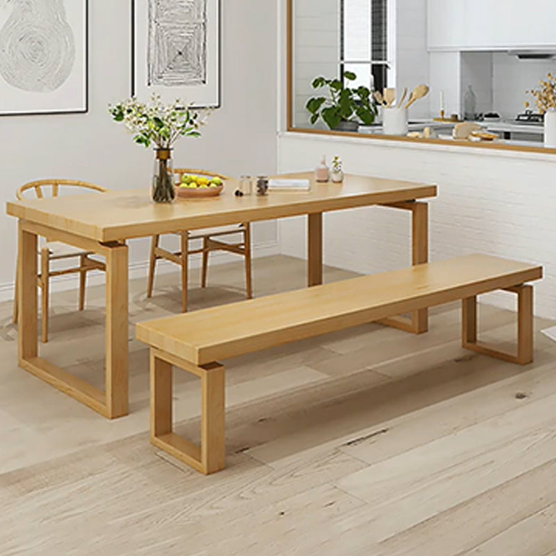 Rectangle Double Pedestal Dining Table Modern Pine Wood Table for Kitchen Dining Room