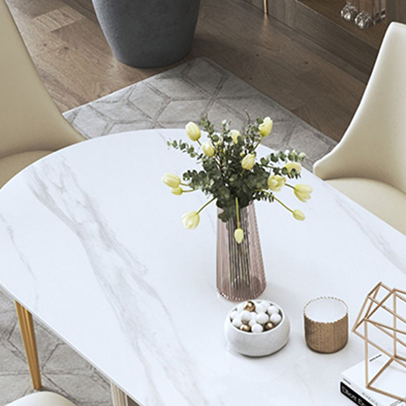 Contemporary Sintered Stone Dining Table Oval Double Pedestal Table for Home Use