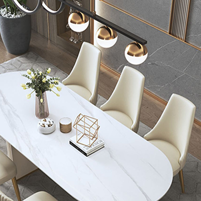 Contemporary Sintered Stone Dining Table Oval Double Pedestal Table for Home Use