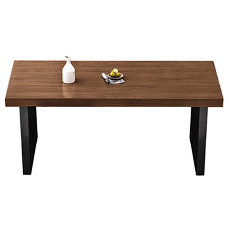 Rectangle Black Base Dining Table Modern Style Pine Wood Table for Kitchen Use
