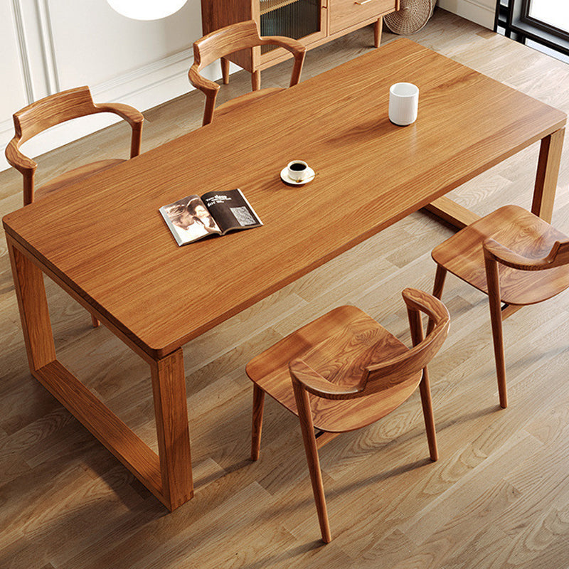 Glam Dining Wood Table Rectangle Table with Wooden Legs for Home Use