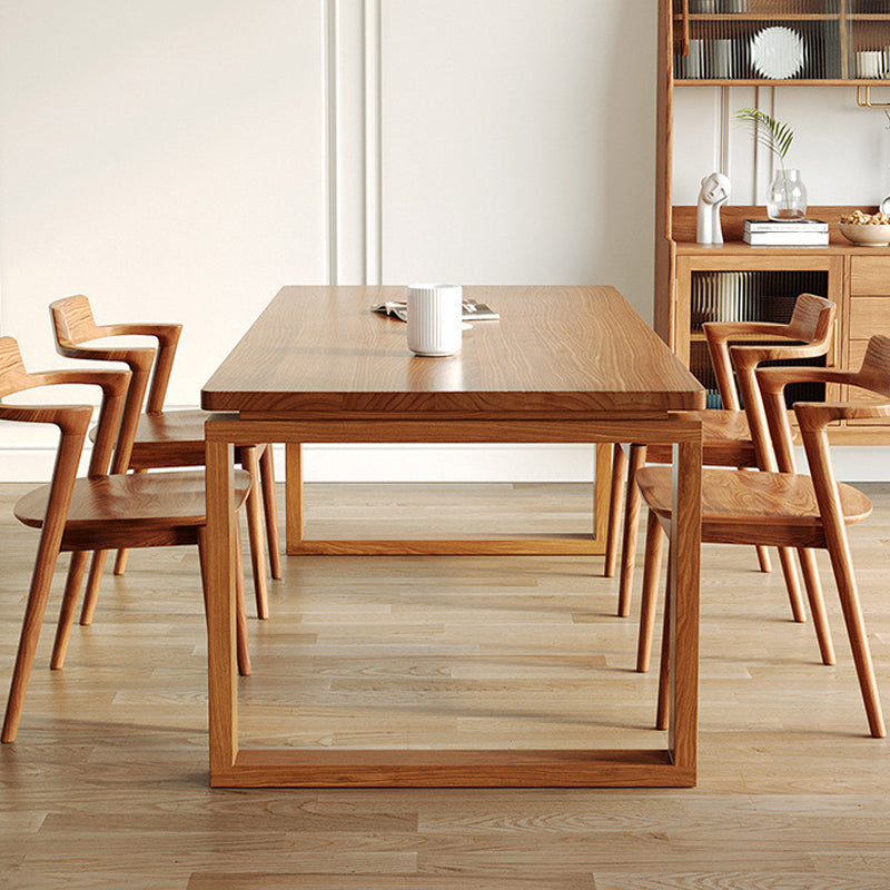 Glam Dining Wood Table Rectangle Table with Wooden Legs for Home Use