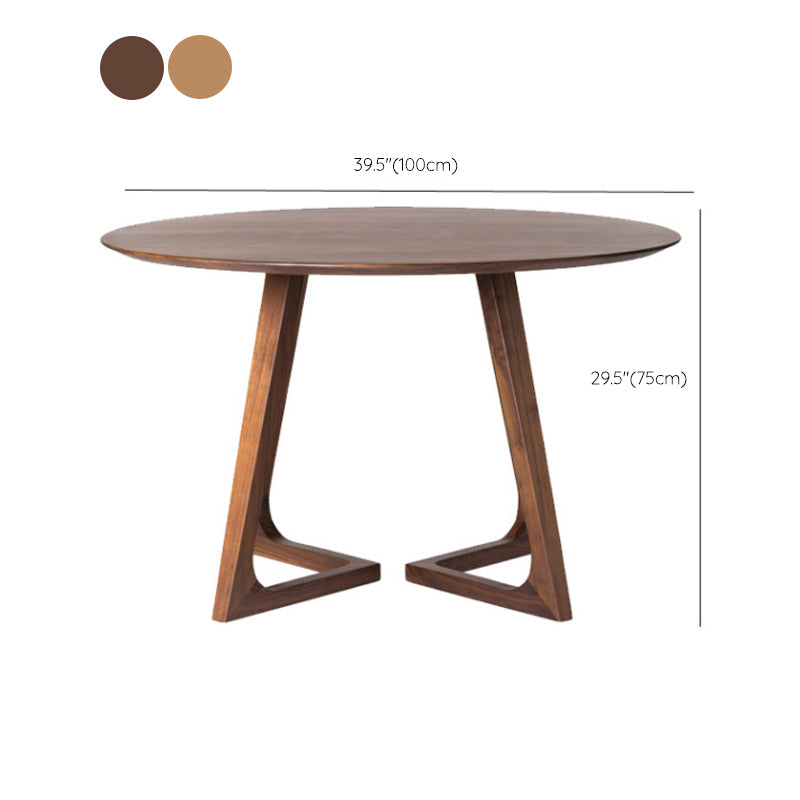 Round Double Base Dining Table Modern Pine Wood Table for Kitchen