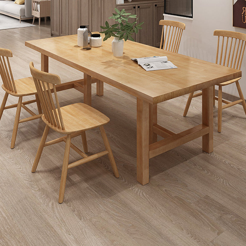 Glam Dining Table Wooden Rectangle Table with Wooden Legs for Home Use