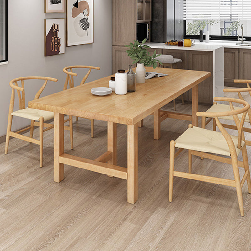 Glam Dining Table Wooden Rectangle Table with Wooden Legs for Home Use