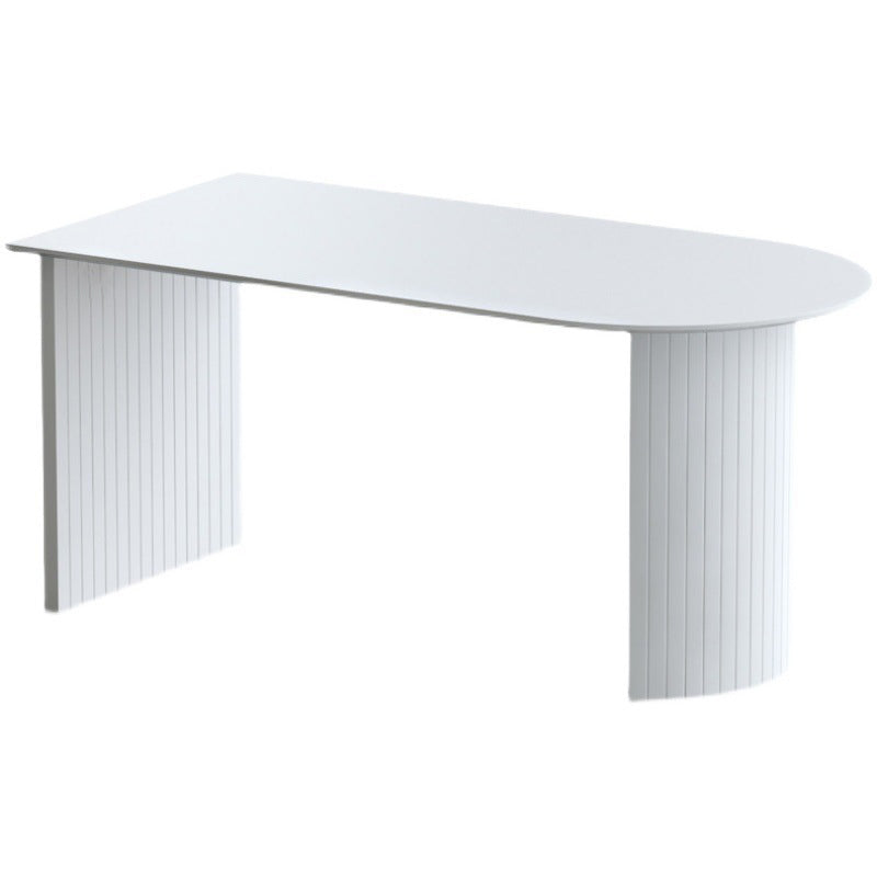 Modern Double Base Dining Table White Table for Kitchen Living Room