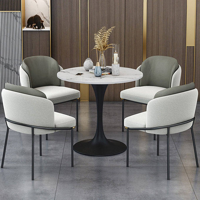 Round Pedestal Base Dining Table Modern Stone Table for Milk Tea Shop