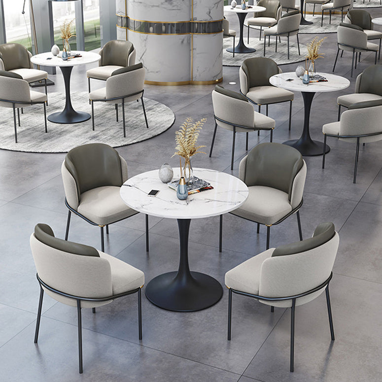 Round Pedestal Base Dining Table Modern Stone Table for Milk Tea Shop