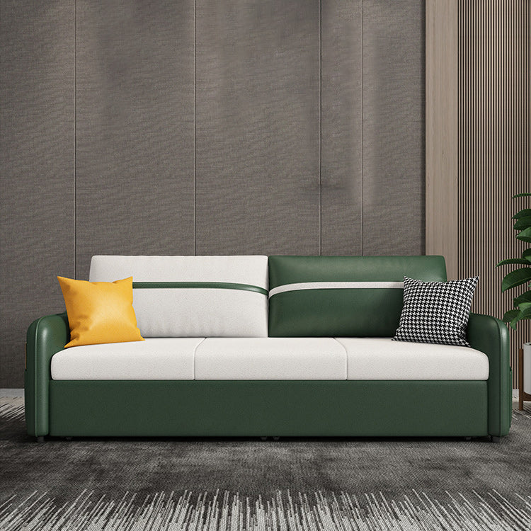 Modern 25.6" H Faux Leather Slope Arm Sofa Bed For Living Room