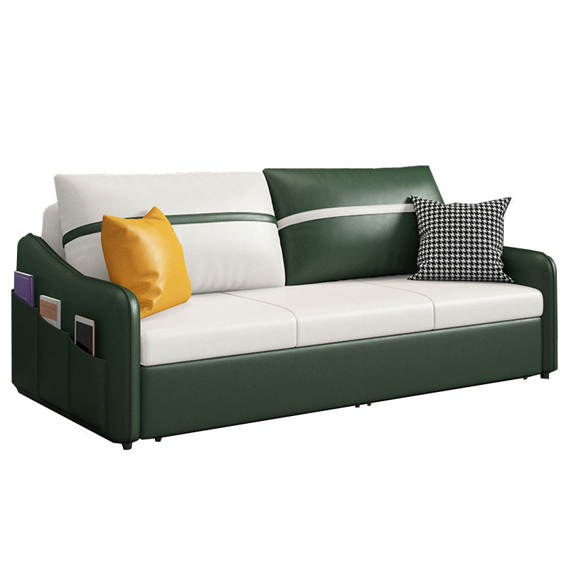 Modern 25.6" H Faux Leather Slope Arm Sofa Bed For Living Room