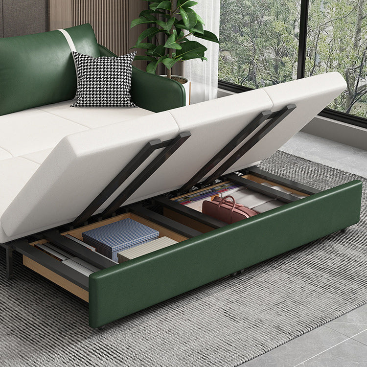 Modern 25.6" H Faux Leather Slope Arm Sofa Bed For Living Room