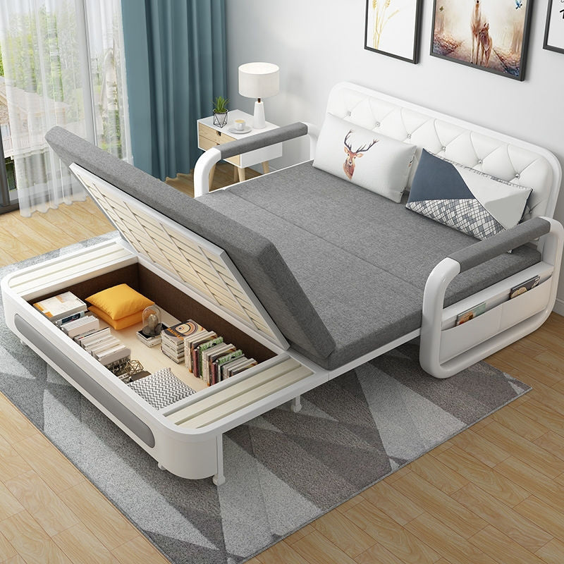 Contemporary 35.43"H Cotton Blend Square Arm Sofa Bed for Living Room
