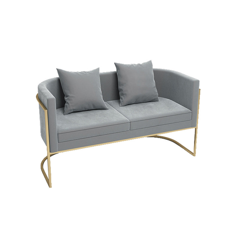 Contemporary 27.55" H Metal Frame Solid Color Velvet Tuxedo Arm Sofa