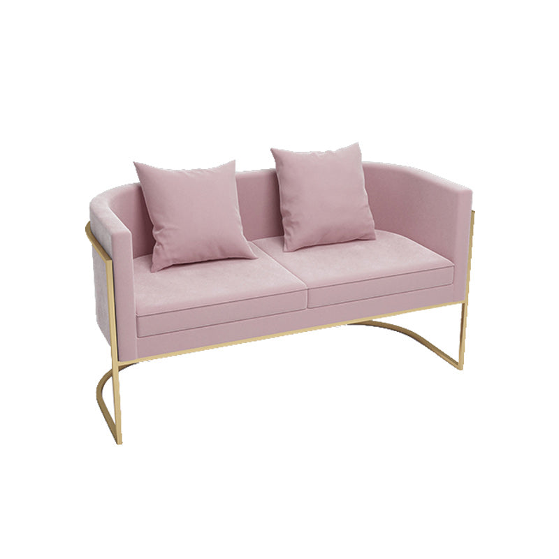 Contemporary 27.55" H Metal Frame Solid Color Velvet Tuxedo Arm Sofa