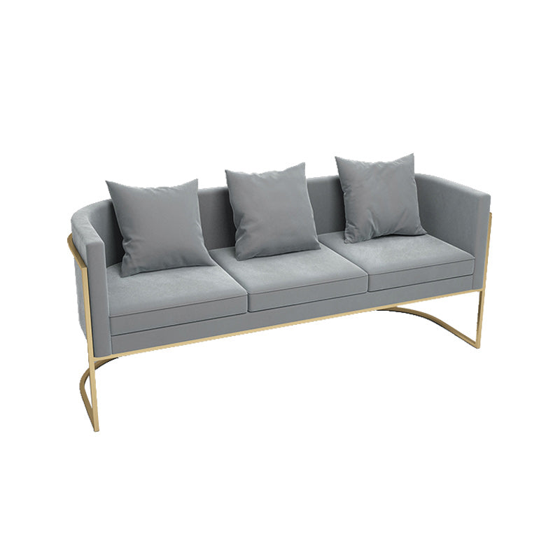 Contemporary 27.55" H Metal Frame Solid Color Velvet Tuxedo Arm Sofa
