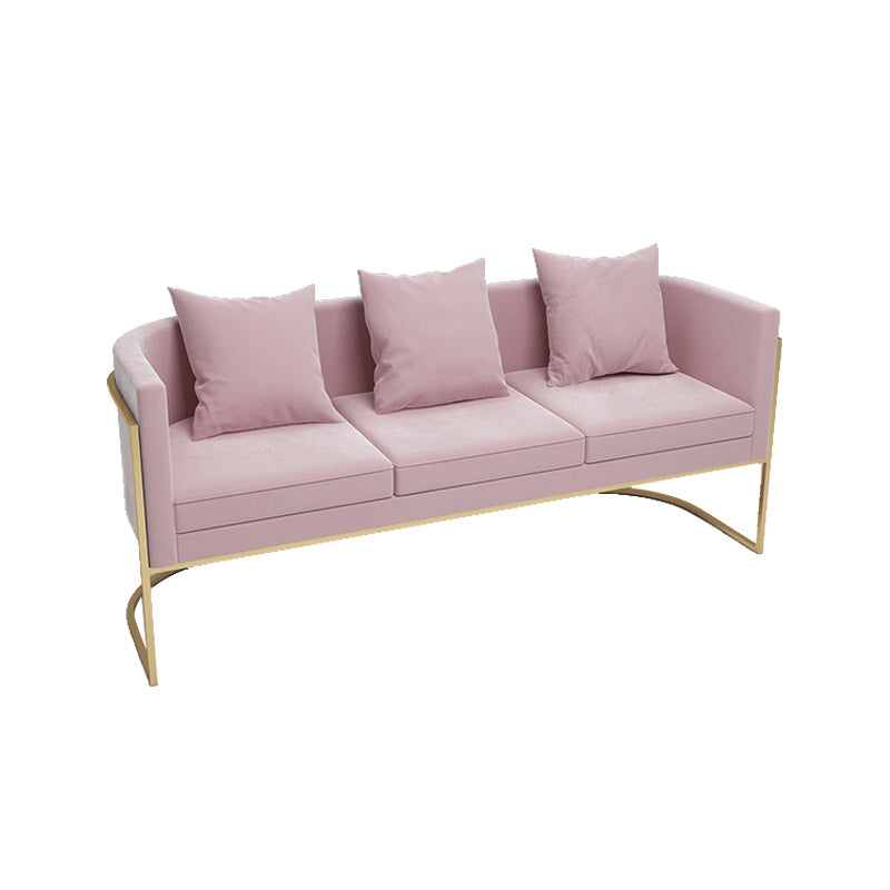 Contemporary 27.55" H Metal Frame Solid Color Velvet Tuxedo Arm Sofa