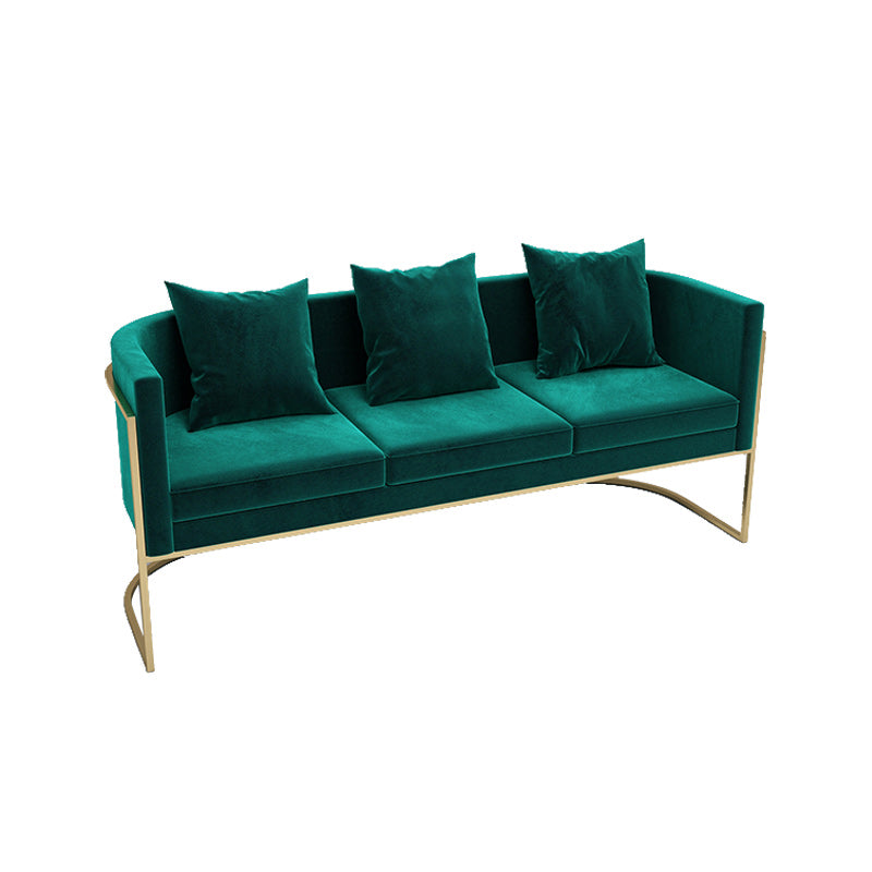 Contemporary 27.55" H Metal Frame Solid Color Velvet Tuxedo Arm Sofa