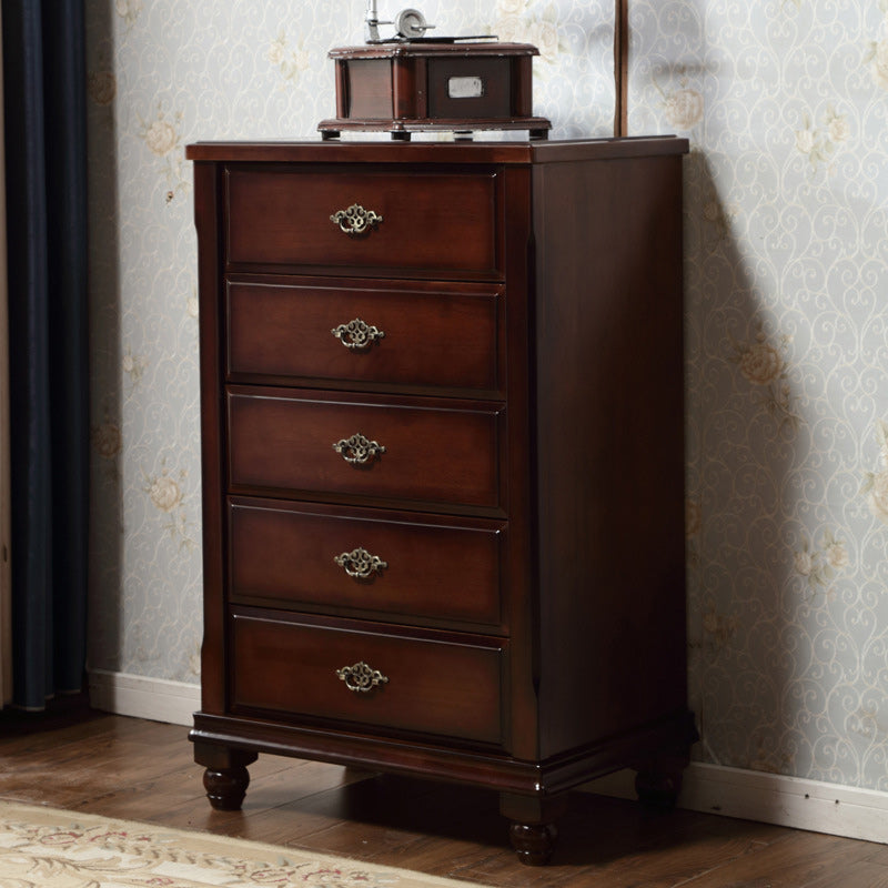 Dark Brown 3/4/5 Drawer Chest 26.57" Wide Solid Wood Accent Chest