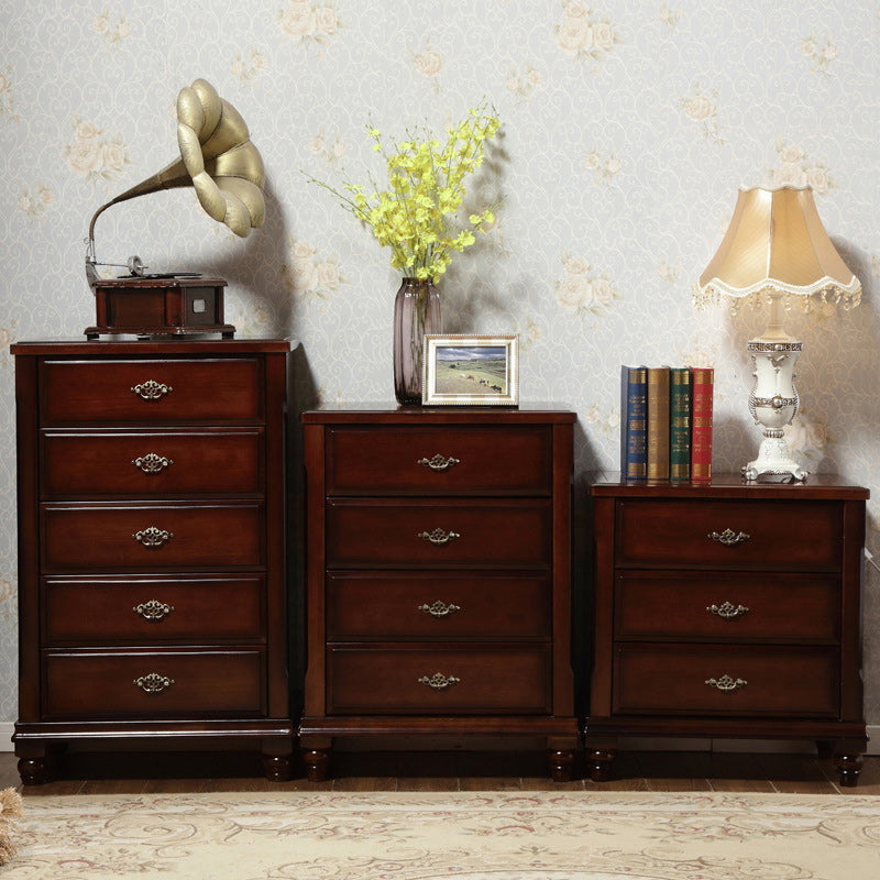 Dark Brown 3/4/5 Drawer Chest 26.57" Wide Solid Wood Accent Chest